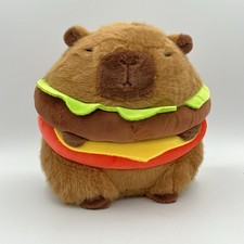 Plush Capybara Hamburger w/ Cheese Capybara Stuffed Animal Pillow Toy 8"