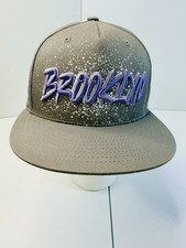 KBETHOS Brooklyn Snapback Hat One Size Gray Purple Embroidered Flat Bill