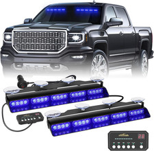 2x 17 Inch Blue Emergency Lights Bar 40 Led Dash Strobe Lights Interior Frontre