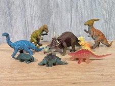 Vtg Chinasaur Dinosaur Lot of 8 Toy Plastic Figures UKRD Tyco Hong Kong China