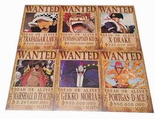 One Piece Wanted Posters x6 Lot Anime Manga 12x8"