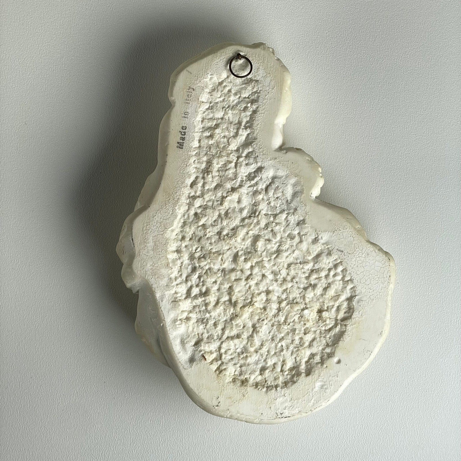 Vintage Mother Mary and Child Wall Plaque White Resin Art Deco Old World Italy