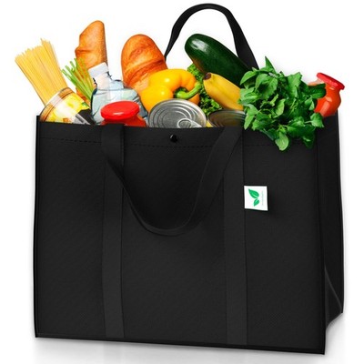 STRONGUS Reusable Grocery Bags [6 Pack, Black]   Extra Large, Foldable, Ho