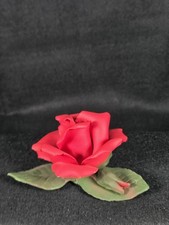 Capodimonte Porcelain Red Rose Italian Hand Painted Flower Figurine Vintage