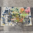 Vintage 1970 Abstract Psychedelic Geometric Painting Neon Pop Art Space Age . — photo 1