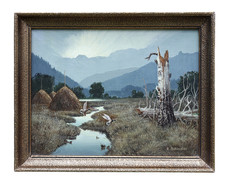 A. Schneider – Berglandschaft mit Fluss – Öl auf Leinwand – signiert, mit Rahmen