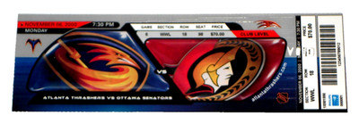 Atlanta Thrashers Vs Ottawa Senators Nov 6, 2000 Full Souvenir Void Game Ticket