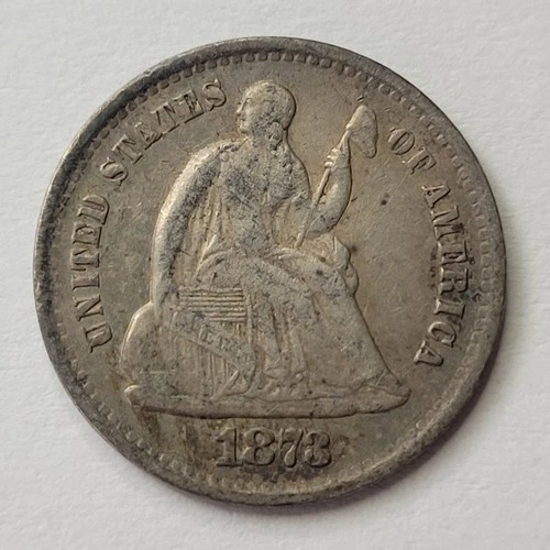 1873-S Seated Liberty Silver Half Dime 5c Five Cents XF / Almost AU US Coin