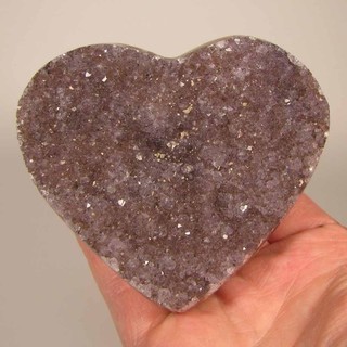 3.6" Purple AMETHYST Crystal Heart Polished Palm Stone Brazil