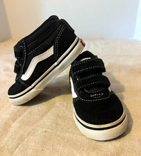 VANS Toddler Mid Top Sneaker Black/White Hook Loop Suede US 7 EU 23.5