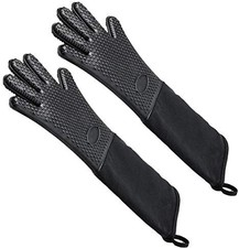 Extra Long Silicone Oven Gloves Heat Resistant  for Barbecue Baking, Grilling