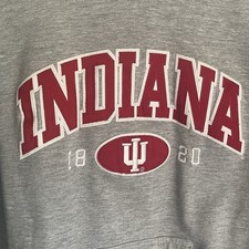 IU Hoosiers Embroidered Hoodie Indiana University Sweatshirt Women's Size S Gray