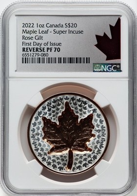 2021 2024 Canada Silver Maple Leaf $20 Proof 3pc Set NGC PR70 FDOI/FDP Rose Gilt
