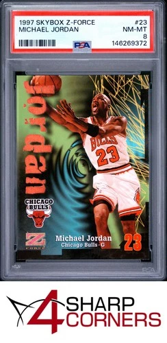 1997 SKYBOX Z-FORCE #23 MICHAEL JORDAN BULLS HOF PSA 8