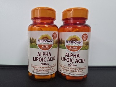 Sundown Alpha Lipoic Acid 600 mg 60 ct. lot of 2 NEW/SEALED EXP: 07/26