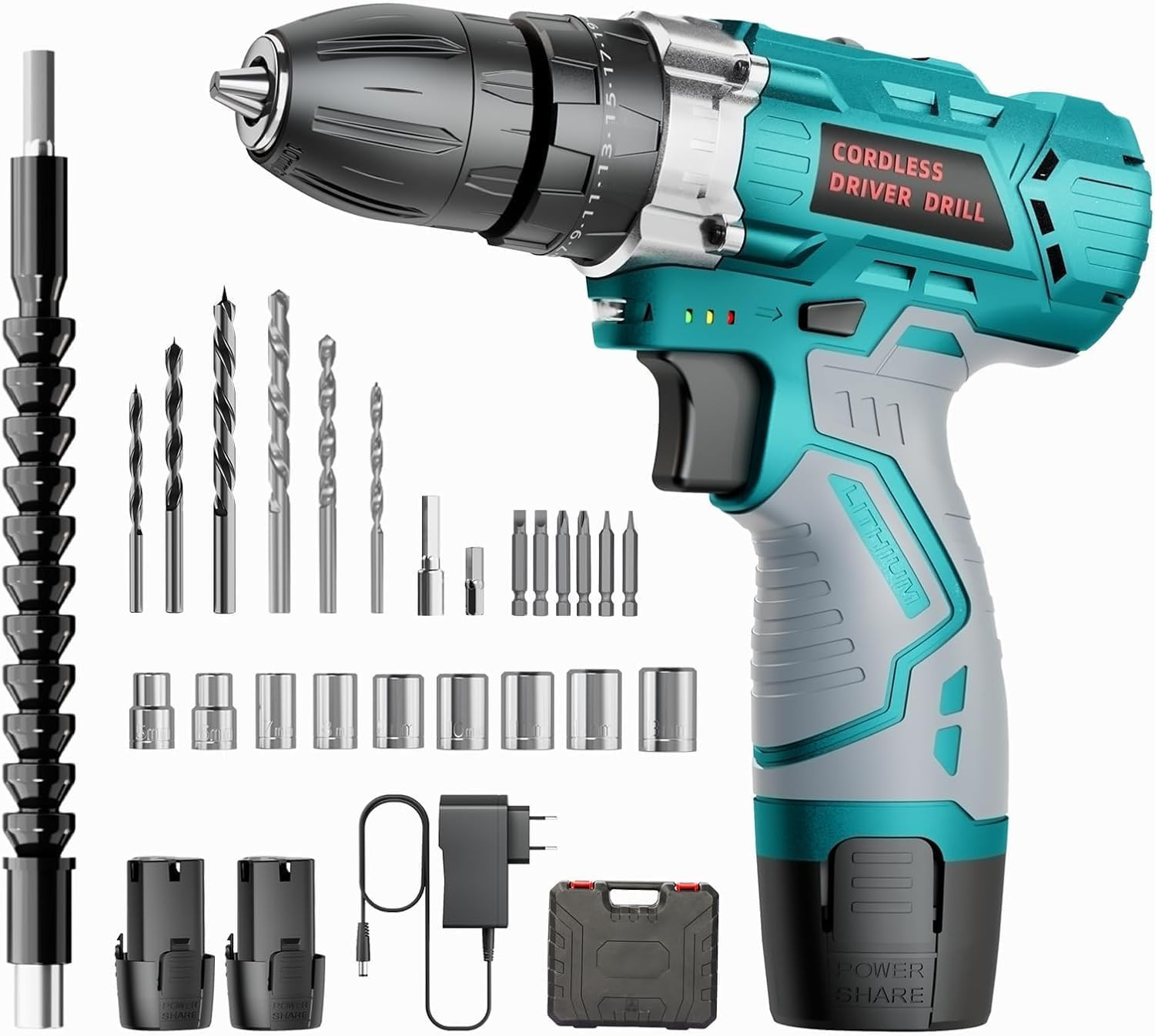 Trapano Avvitatore 12V Heavy Duty: 25Nm e 2 Batterie Litio ad Alta Durata