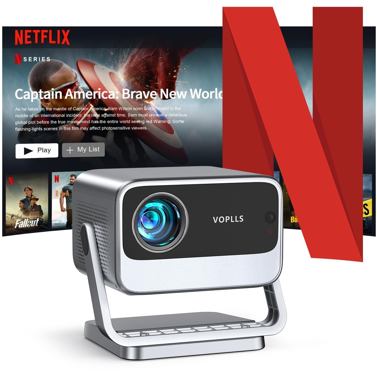 今夜限定VOPLLS プロジェクター 4K Netflix公式ライセンス Netflix Officially & Auto Focus VOPLLS 4K Projector WiFi Bluetooth