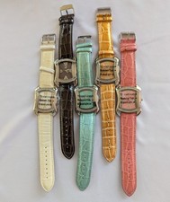 Burgi Set of 5 Watches BTVO11BR Swarovski Crystal Leather Strap Multicolor