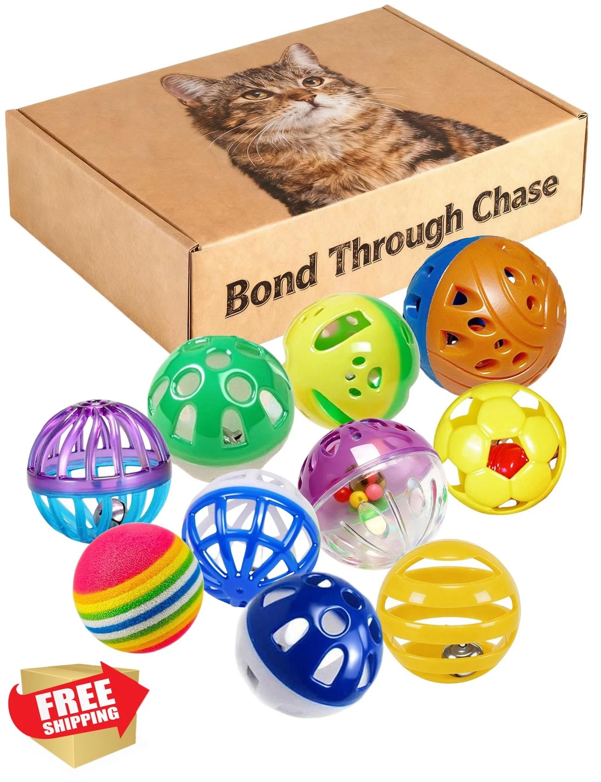 HEUHAI 1.5''-2.1'' Cat Toys Balls 10pk