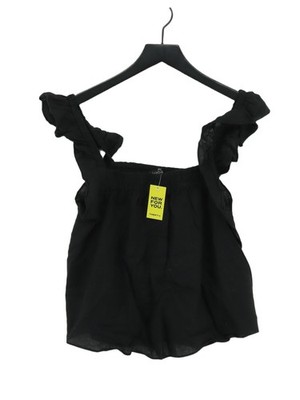 MinkPink Damen Top M Schwarz 100% Sonstige Kurzarm Eckiger Ausschnitt Basic