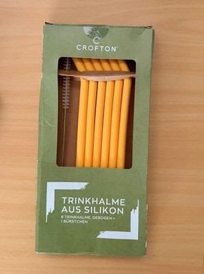 NEU   CROFTON   6x Trinkhalme aus Silikon + Bürste   Küchenhelfer OVP