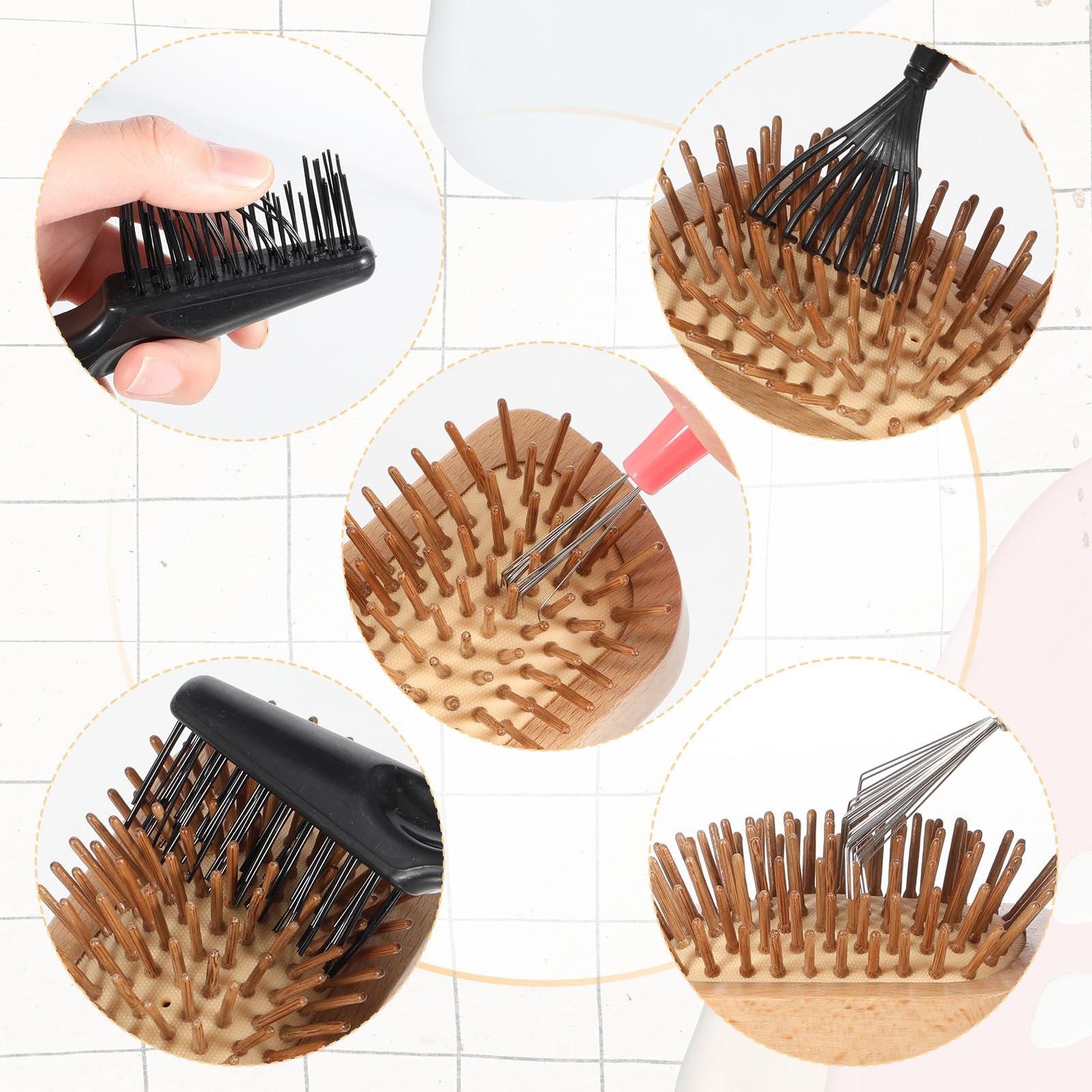 JJUNW 4 Pcs Hair Brush Cleaner Tool Set, Comb Cleaner Barber Brush, Maintenan...