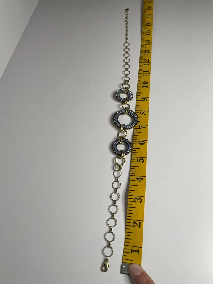 "Collar distintivo firmado Michal Golán tono oro tres anillos entrelazados 18""" Foto 4 de 4