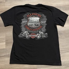 Harley Davidson Shirt Mens L Short Sleeve Tee Smokin Chicago Illinois Route 66
