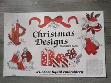 Tri-Chem Liquid Embroidery CHRISTMAS DESIGNS #0508 Hot Iron Transfers Vintage