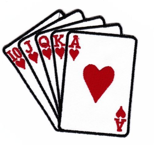 Am59 Mappe Poker Royal Flush Cuore Casino Toppa Patch Ferro Stiro 9,5 X 8,5 CM - Afbeelding 1 van 1