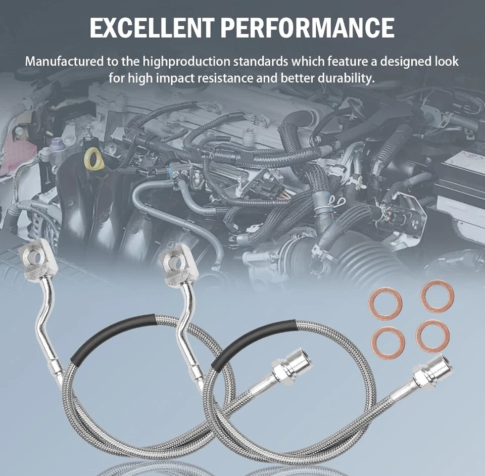 Brake Lines Front Stainless fit Silverado Sierra 2007-2019 2500 3500HD 2011-2019 - Image 4 of 4