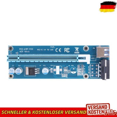 USB 3.0 PCI-E Express 1x bis 16x Extender Riser Card Adapter SATA 4PIN Power
