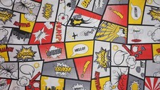 100 Cotton Fabric Comics Themed, Cats, Full Metre, Quarter, Half Metre Cartoon