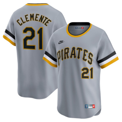 Men's #21 Roberto Clemente Gray Throwback Cooperstown Collection Limited Jersey