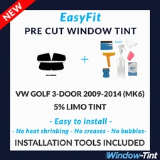 EasyFit Static Pre Cut Tint & Tools For VW Golf 3-door 2009-14 (MK6) 5% Limo