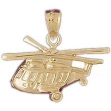 New 14k Yellow Gold Helicopter Charm Pendant