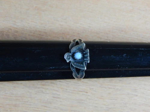 Vintage Pre-Owned Navajo Silver Turquoise Bird Ring Sz 3-1/4 Signed Marked