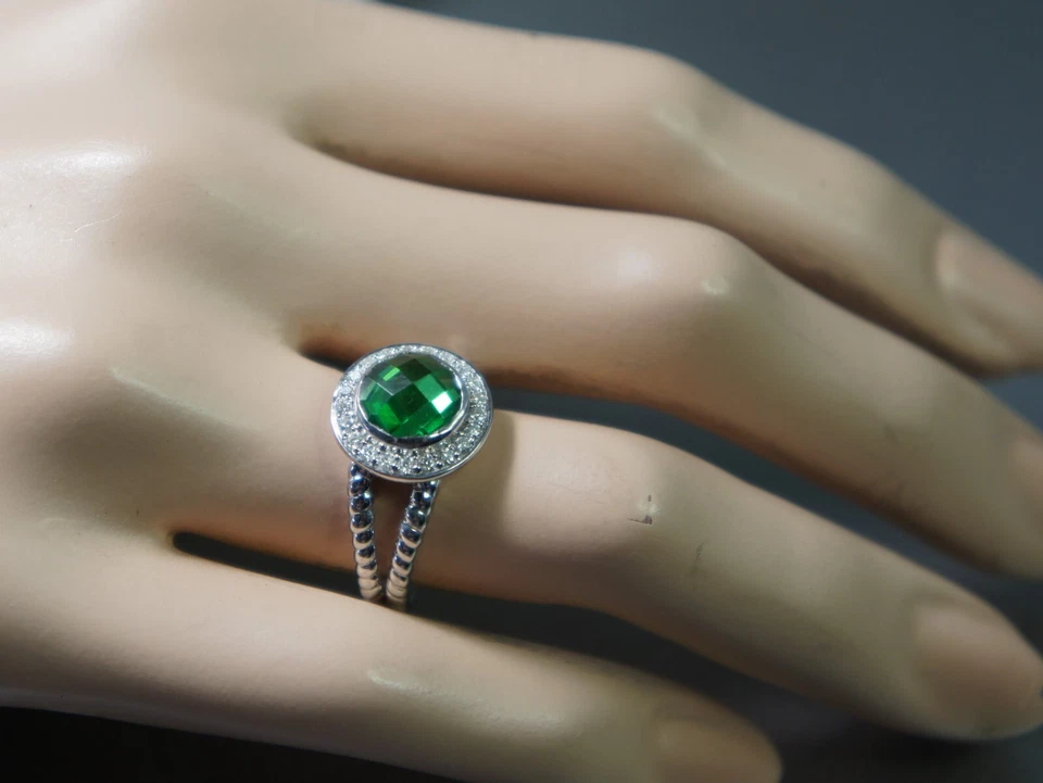 Anillo David Yurman Cerise Verde Peridoto Diamante Pequeño Plata 925 Damas Talla 6 Foto 2 de 4