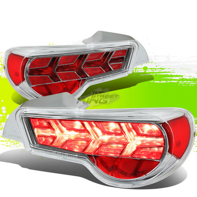 LED Sequential Arrow Style Taillight Lamps for FR-S BRZ 86 13-22 Chrome Red Pair