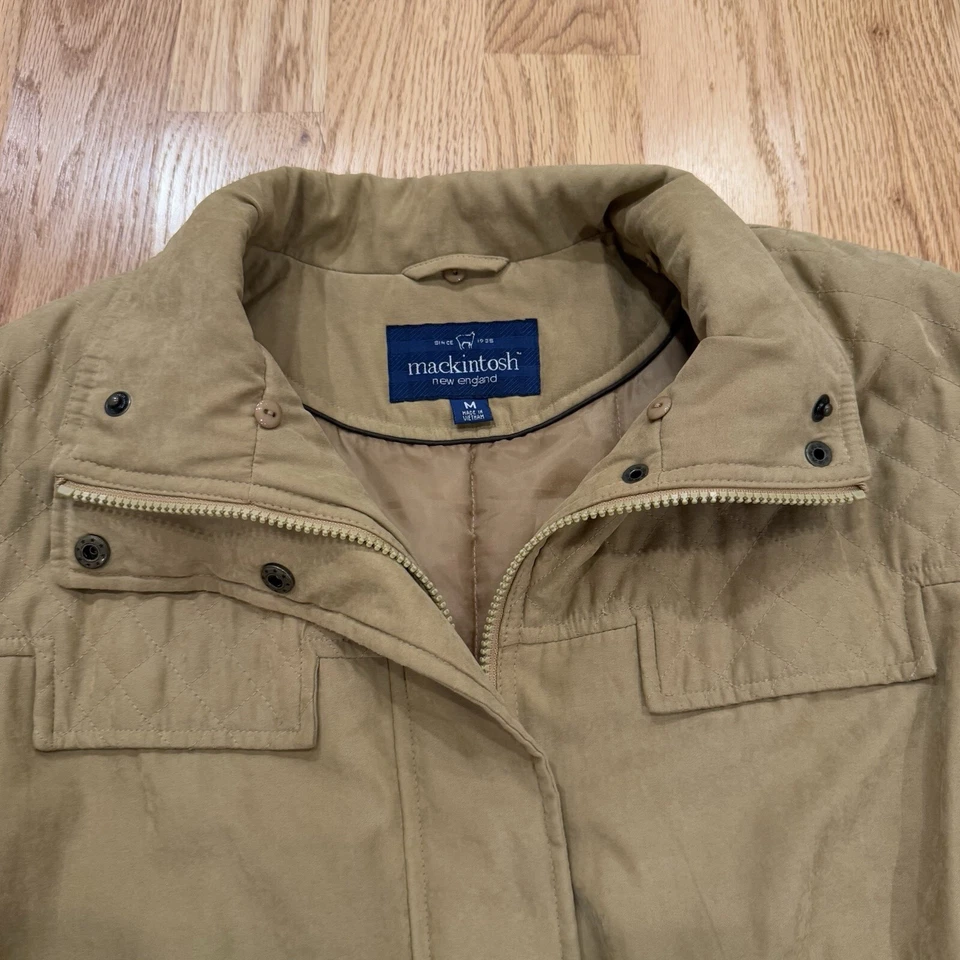 Abrigo Chaqueta Mujer Mackintosh Mediano Beige Tostado Imitación Piel Acolchado Forrado De Colección Foto 3 de 4