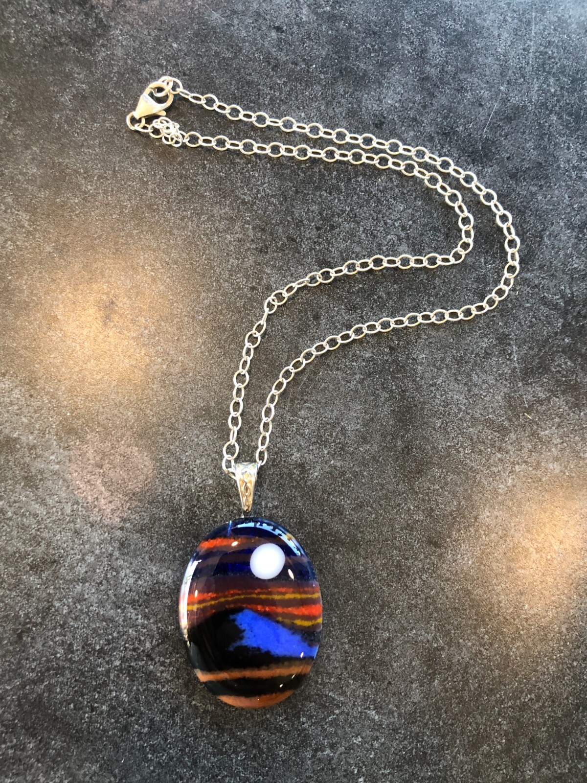 Art Glass Sand Sculpture Pendant Necklace with 17