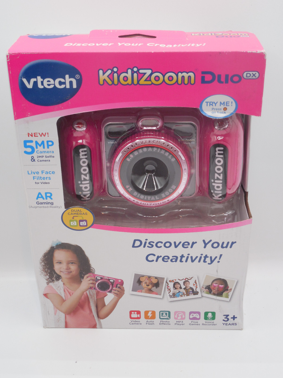 VTech KidiZoom Duo DX Digital Selfie Camera with MP3 Player, Pink