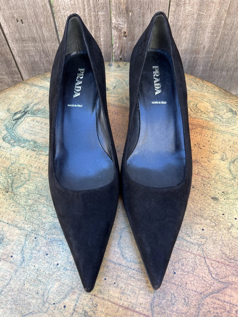 Vintage Prada Vero Cuoio Womens Heels Size 39.5 Slip On Pointed