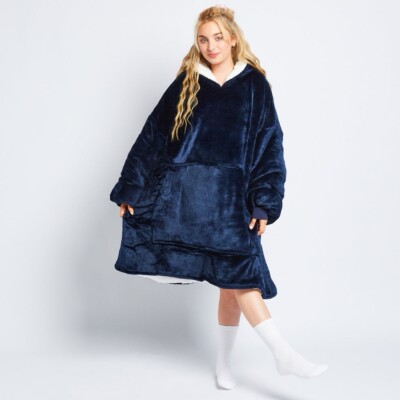 The Oodie Blanket TRAVEL Hoodie: Wearable Blanket Navy Adult