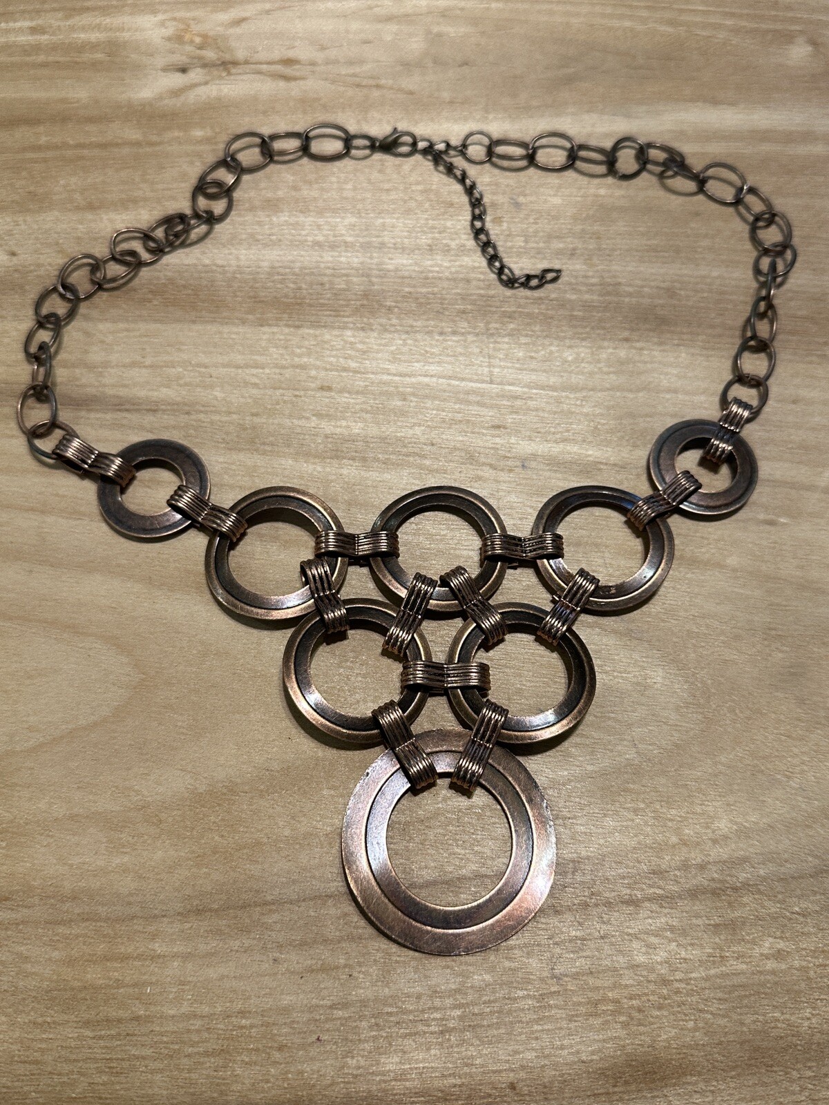 Copper Circle Bib Statement Necklace Brutalist Me… - image 3