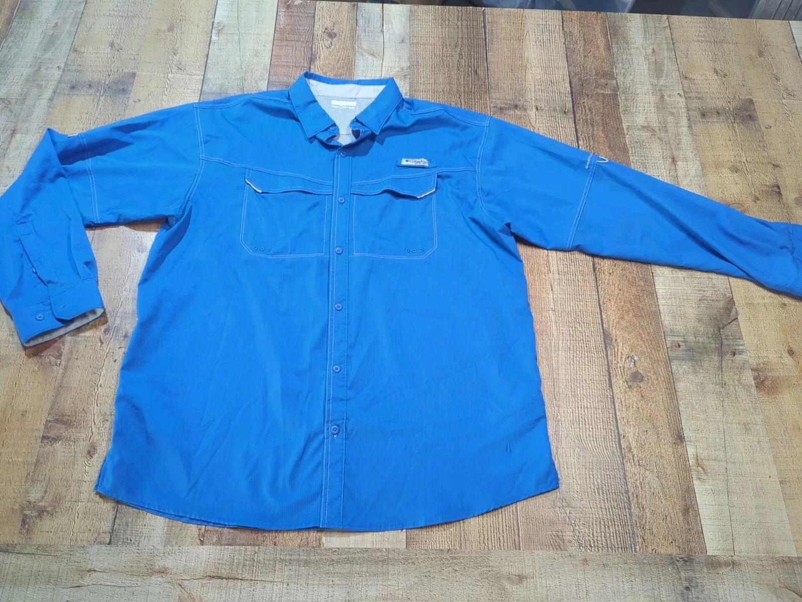 Columbia PFG Long Sleeve Fishing Shirt Mens XL Blue Vented Performance Outdoor