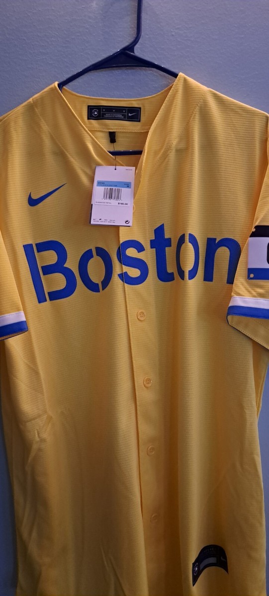 Nike Boston Red Sox Yellow City Connect 617 Baseball Jersey Blank