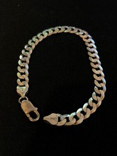 Bracciale Vintage Italiano Punzonato Argento Sterling 925 Curb Link 21,5 cm/8,858"