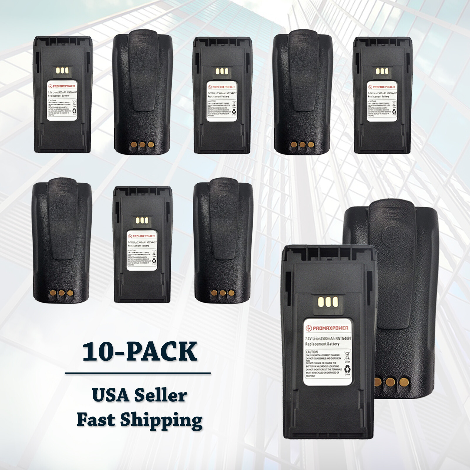 10x Battery for Motorola NNTN4497 4970 CP200XLS EP450 PR400 (2500mAh | Li-ion)