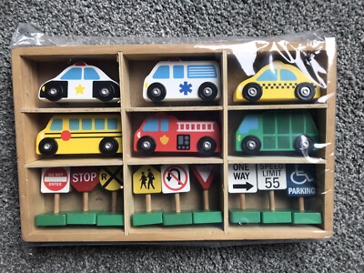 Holzfahrzeuge & Verkehrsschilder Set – 15-teiliges Spielzeug Für Kinder Ab 3 Jahren – Mit Aufbewahrungsbox